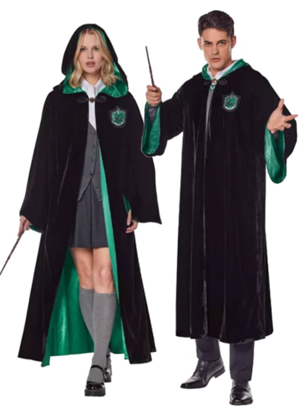 Wizarding World Harry Potter Adult One Size Robe Cloak Slytherin Velvet Satin